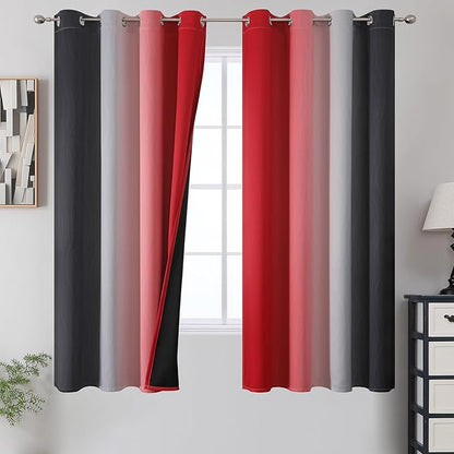 Estelar Textiler Ombre Red and Black Curtains 63 Inch Length 2 Panels, 100% by ESTELARTEXTILER