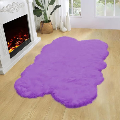 Latepis Fuzzy Purple 4x6 Area Fluffy Sheepskin Rug Shag Faux Fur Rug Plush - Image 2