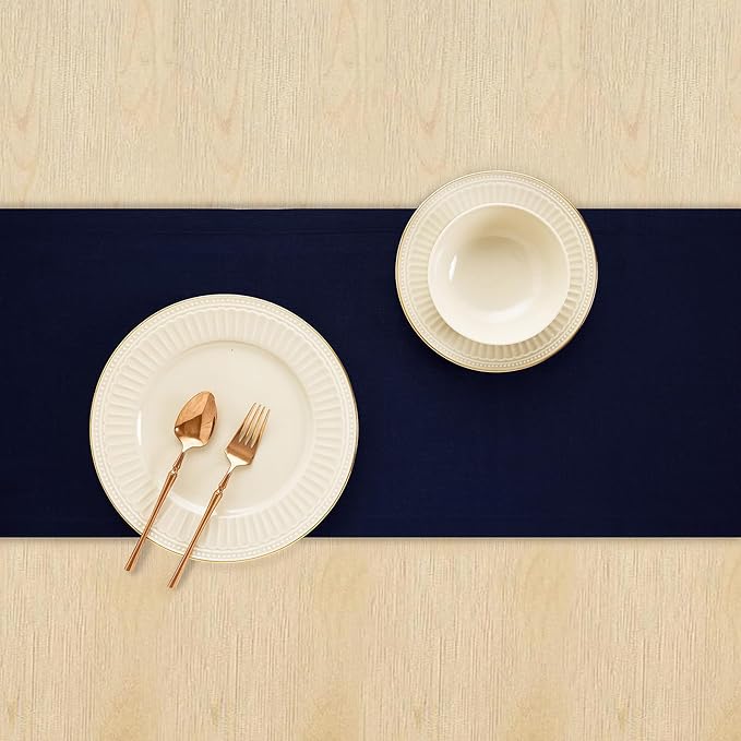 Solino Home Linen Navy Blue Table Runner 108 Inches Long - Image 9