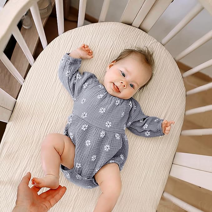 lulumoon Baby Muslin Bassinet Sheets: Cotton Bassinet Sheets Neutral - Image 6