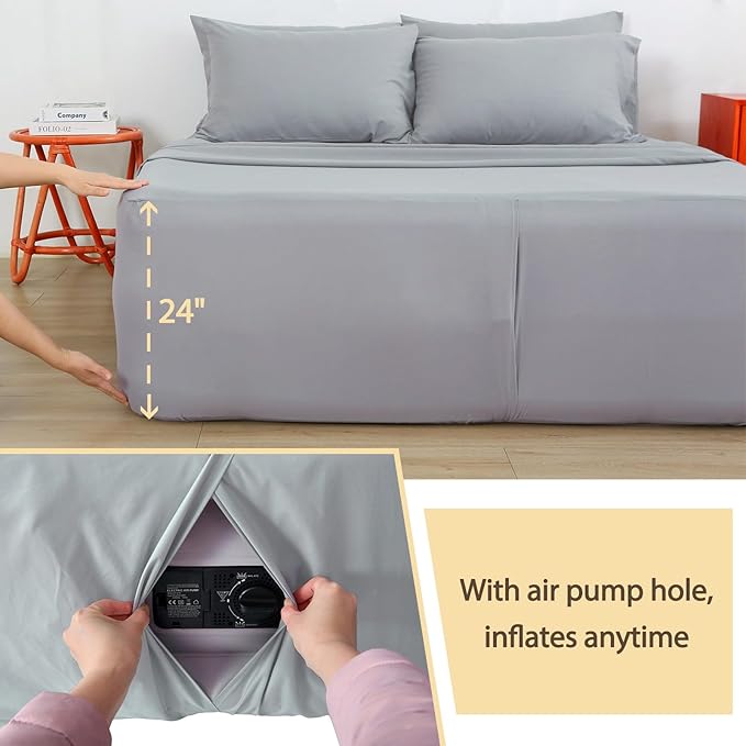 Air Mattress Sheet Set Full Size, 6 Piece Deep Pocket Bed Sheet Set - Image 3