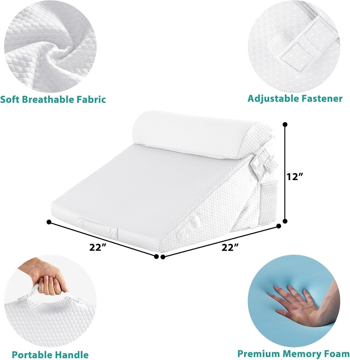 bedluxe wedge pillow set for after surgery, orthopedic showing dimensions