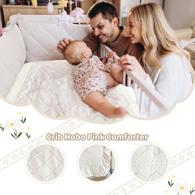 Wowelife Crib Bedding Set for Girls, 3 Pieces Baby Crib Bedding Set Newborn - Image 7