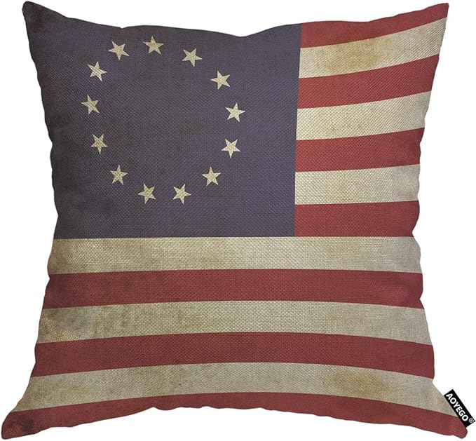 AOYEGO Flag of The United States Throw Pillow Cover America Vintage Striped by AOYEGO