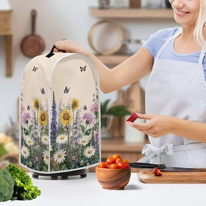 Talayituse Sunflower Daisy Lavender Butterfly Print Blender Dust Cover - Image 3