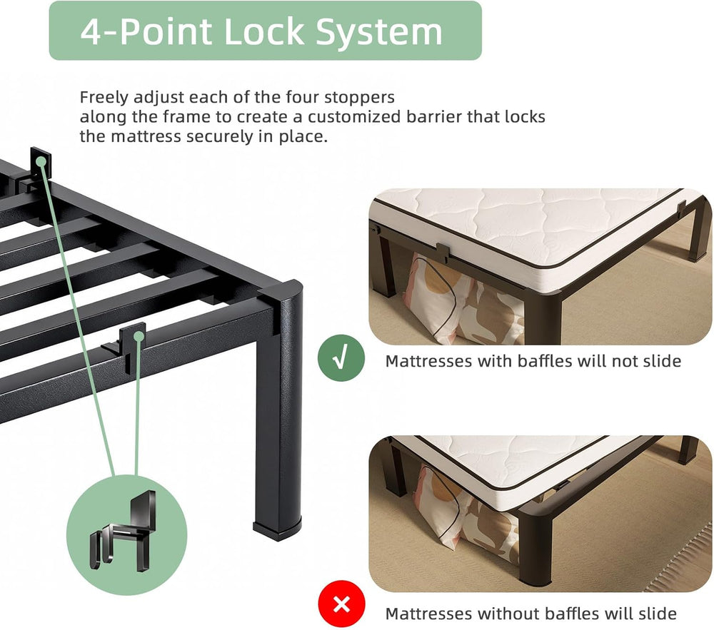 Queen Bed Frame, 18 Inch Heavy Duty Steel Platform, Noise-Free