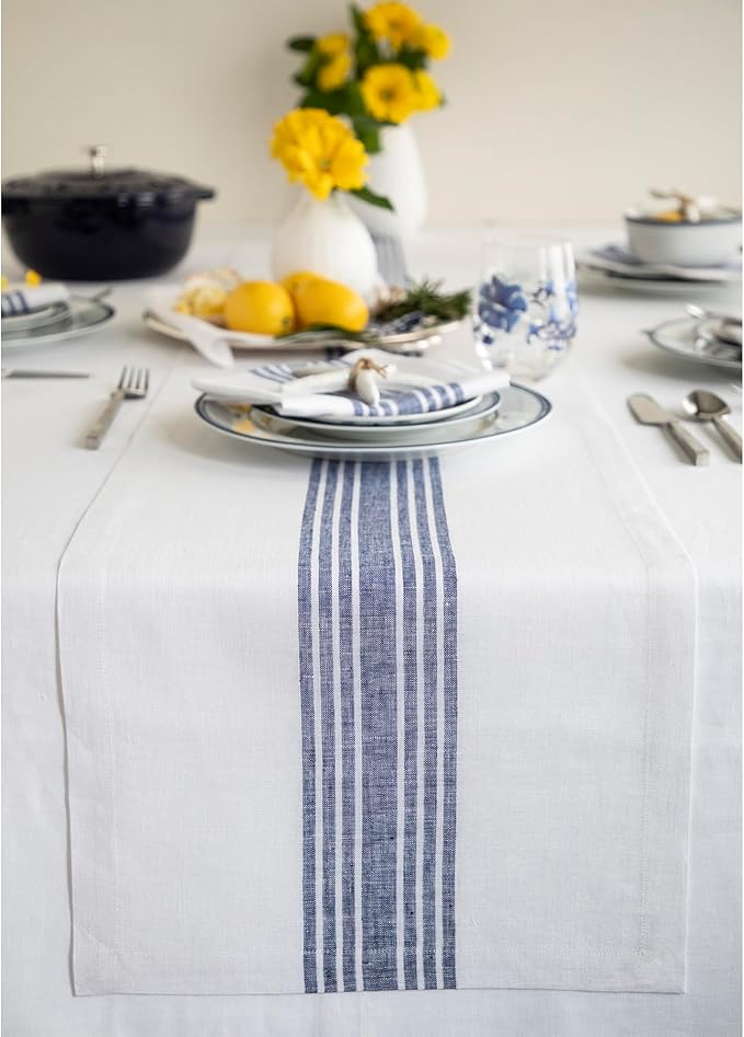 Solino Home Stripe Linen Table Runner 60 Inches by SolinoHome