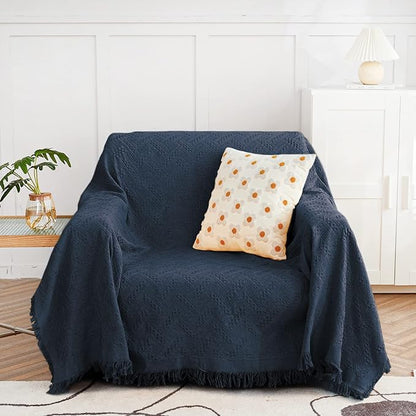 MYSKY HOME Navy Blue Couch Cover Sofa Covers Small Chair Cover Washable Sofa by MYSKYHOME