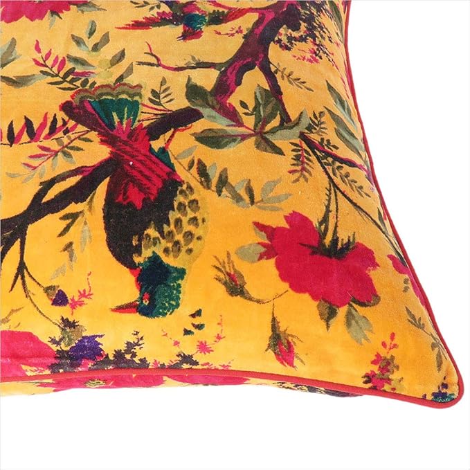 Eyes of India Boho Velvet Bird Print Throw Pillow Cover, Colorful Decorative - Image 4