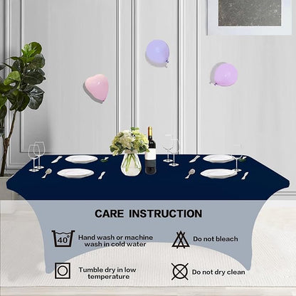 IVAPUPU 6FT Table Cloth for Rectangular Fitted Events Stretch Jean Blue Table - Image 4