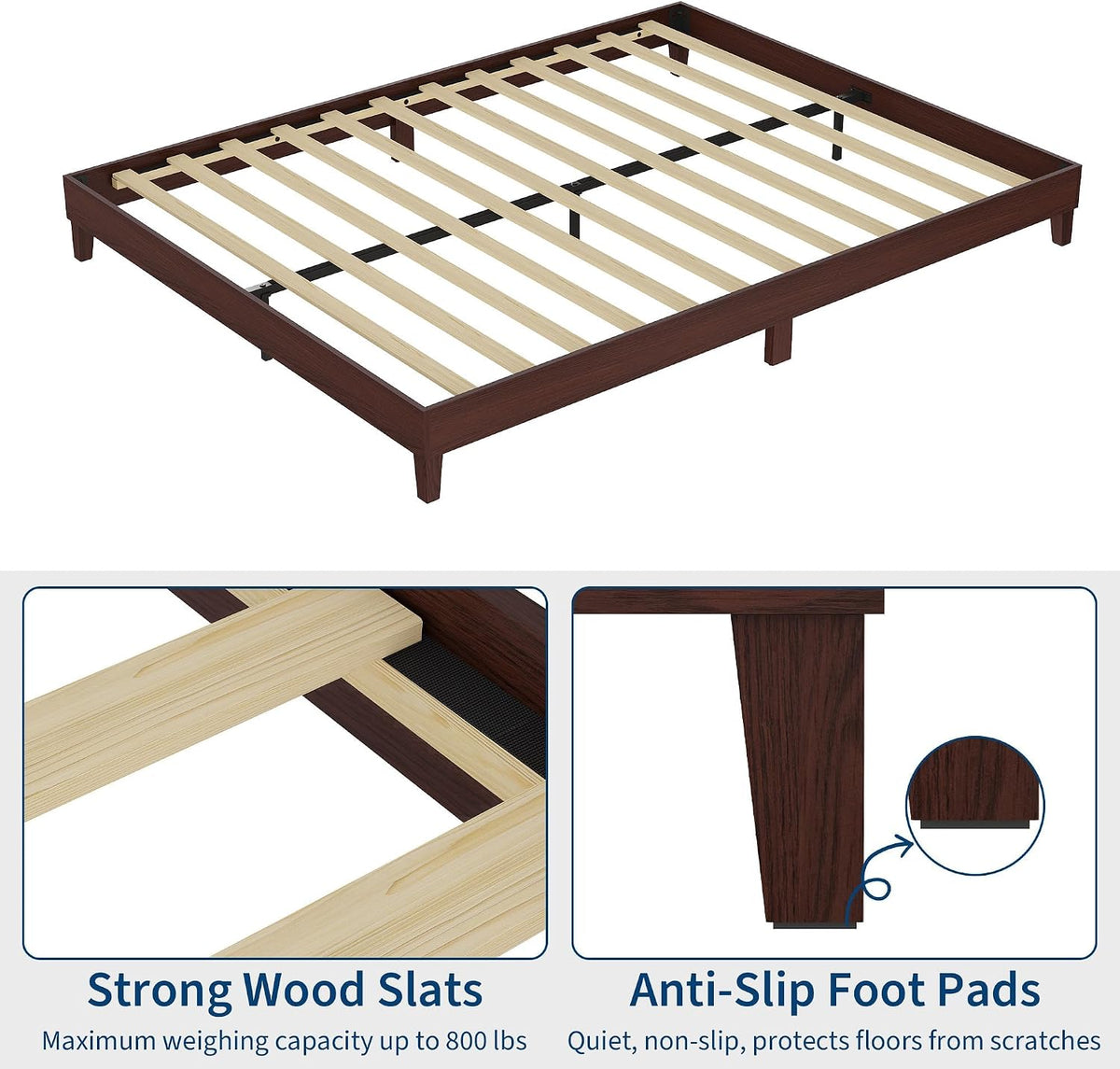 idealhouse queen size bed frame,9 inch natural sturdy, package contents