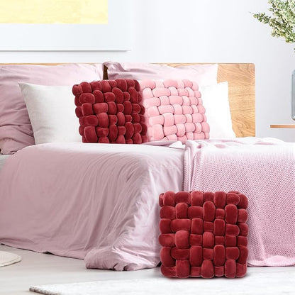 Wenqik 2 Pcs Knot Pillows Square Knotted Plush Throws Soft Accent Pillows - Image 6