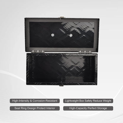 16'' inch aluminum truck bed tool box black(16"x7.5"x10") showing dimensions
