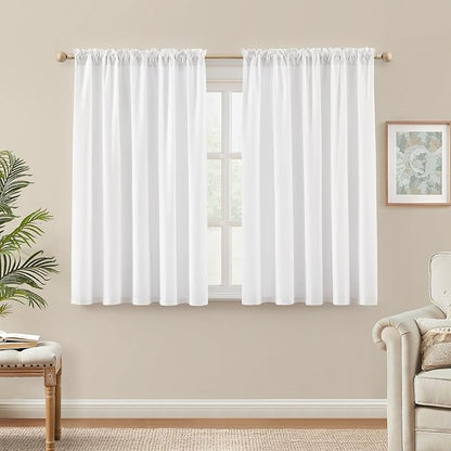 HOMEIDEAS Non-See-Through White Privacy Semi Sheer Curtains 45 Inches Long 2 by HOMEIDEAS