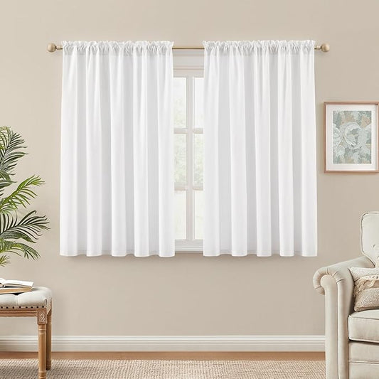 HOMEIDEAS Non-See-Through White Privacy Semi Sheer Curtains 45 Inches Long 2 by HOMEIDEAS
