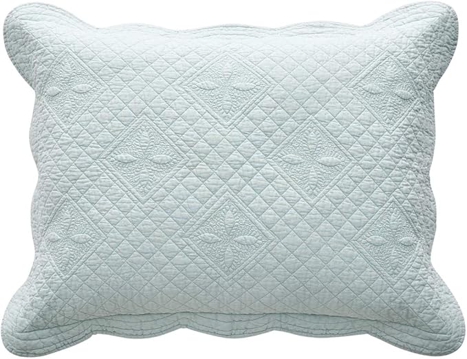 Sage Garden Luxury Pure Cotton Quilted Standard Pillow Sham 20" x 26" By Calla by Calla+Angel