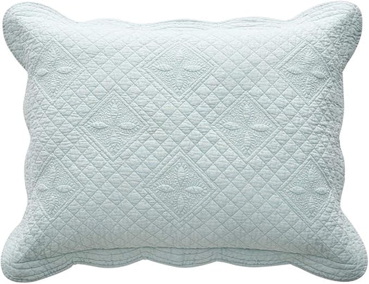 Sage Garden Luxury Pure Cotton Quilted Standard Pillow Sham 20" x 26" By Calla by Calla+Angel