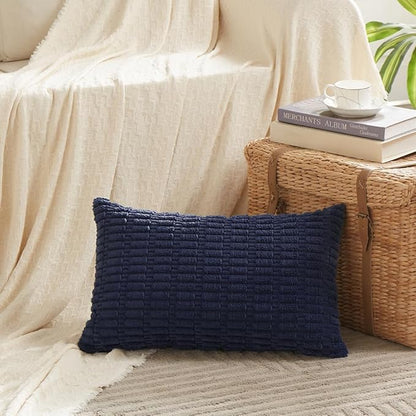 Fancy Homi 4 Packs Navy Blue Decorative Throw Pillow Covers 12x24 Inch - Image 2
