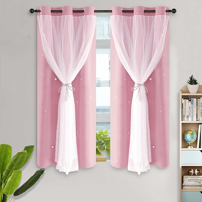 Kinryb Decorative Star Hollowed Out Kids Blackout Curtains by Kinryb