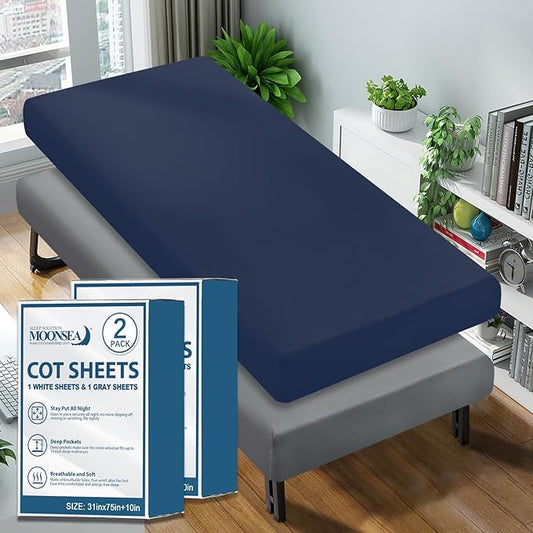 Cot Sheet 31" x 75", Cot Fitted Sheet Ultra Soft and Breathable Snug Fit by Moonsea