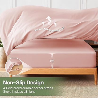 MR&HM Twin XL Fitted Sheet Only, Ultra-Soft Rayon Derived from Bamboo & - Image 6