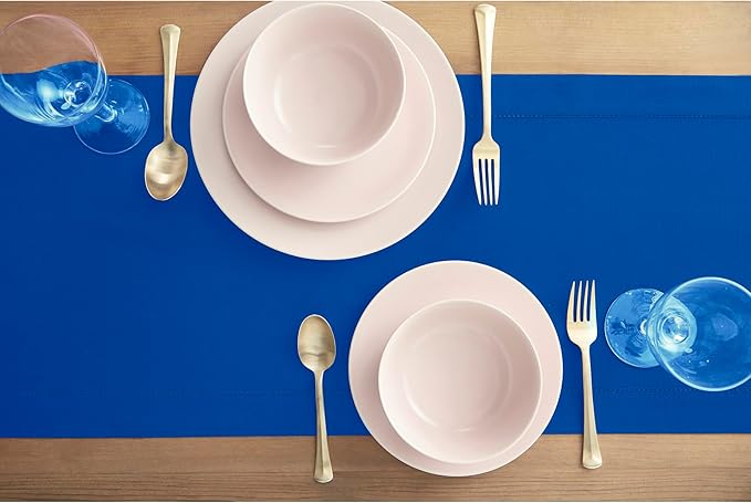 Solino Home Blue Hemstitch Table Runner 36 Inches - Image 3