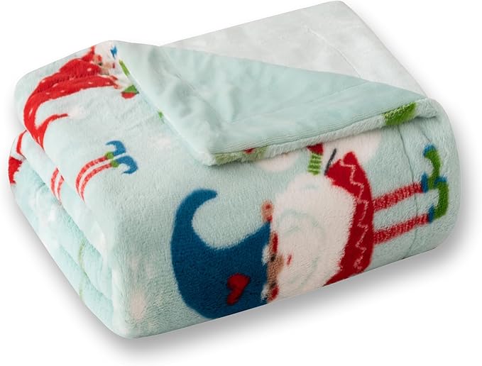 COOVA Christmas Faux Rabbit Fur & Flannel Throw Blanket 50x60 Inch - Image 5