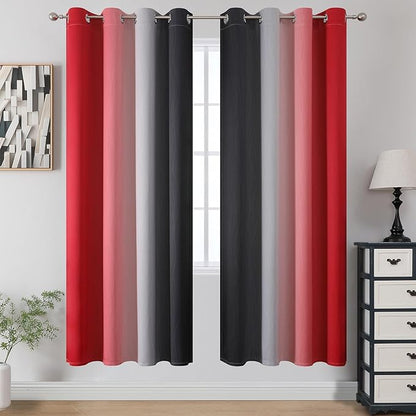 Estelar Textiler Ombre Red and Black Curtains 72 Inch Length 2 panels, Complete - Image 2