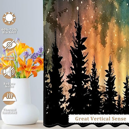 Renaiss 42 x 63 Inch Forest Starry Bedroom Curtains Light Filter Night Rustic - Image 5