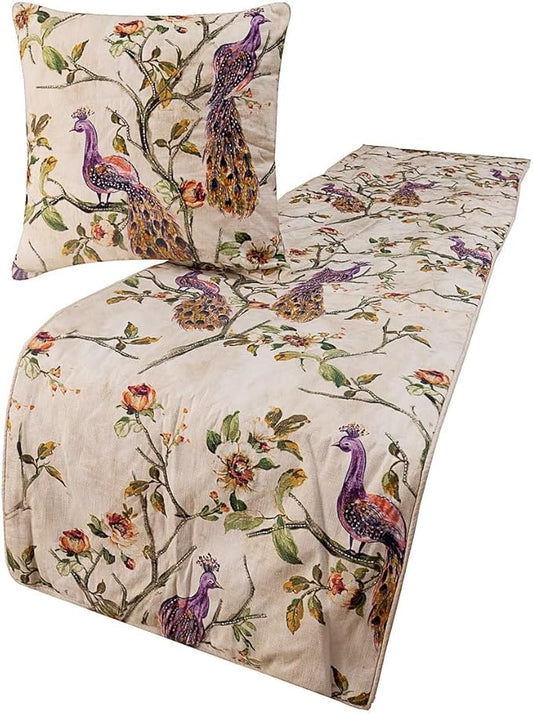 The HomeCentric King Queen Twin Ivory & Multicolor Decorative CA King 86"x18" by TheHomeCentric