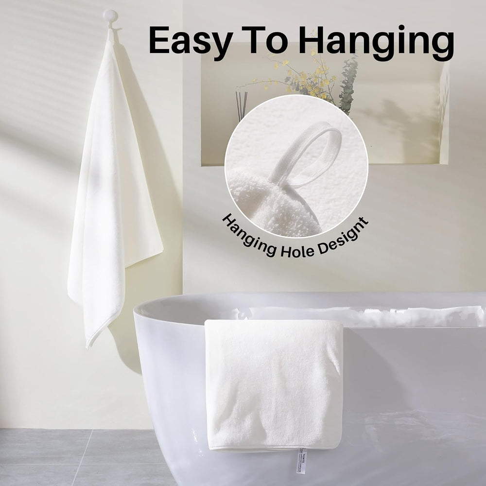 JOYMOOP Microfiber Bath Towels 4 Packs Extra Large 30" x 60", White