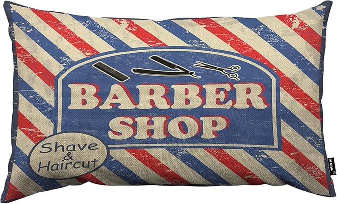 TKS MITLAN Barber Shop Poster Throw Pillow Case Cushion Cover Barbershop by TKS+MITLAN