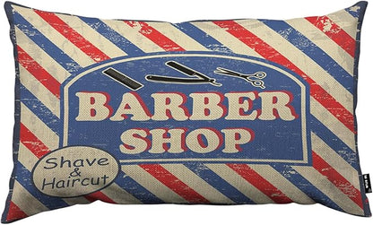 TKS MITLAN Barber Shop Poster Throw Pillow Case Cushion Cover Barbershop by TKS+MITLAN