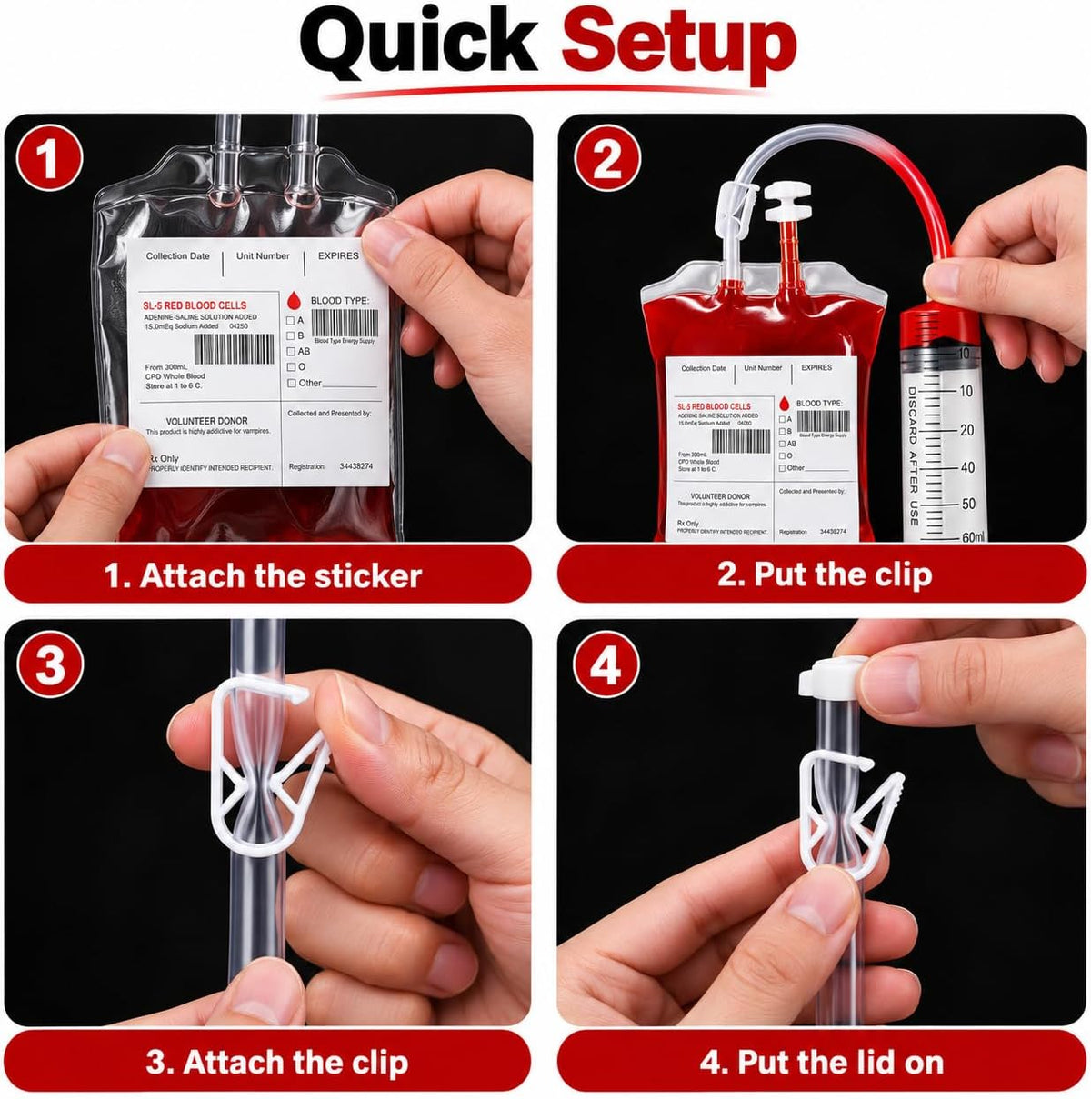 MGparty 80 Pack Blood Bags for Drinks Reusable IV Drink Pouches for Halloween Party Decorations Vampire Zombie Party Juice Containers Props, 10 fl.oz