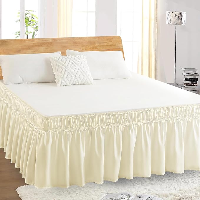 Queen Bed Skirt, Elastic Wrap Around Bed Skirt Queen Size, Bed Skirts - Image 5
