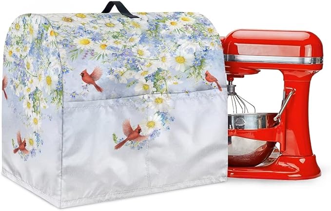 Cardinal Bird with Flower Mixer Dust Covers 6-8 Quart Stand Mixer Covers by Unknown