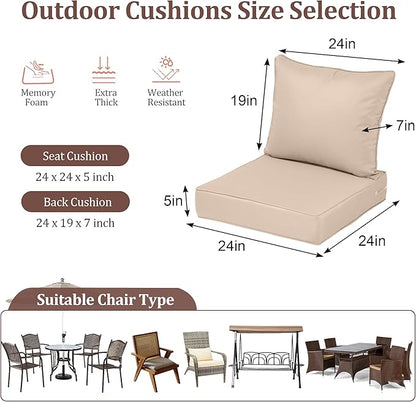Waterproof Outdoor Chair Cushion Set of 3, Outdoor Cushions - Image 2