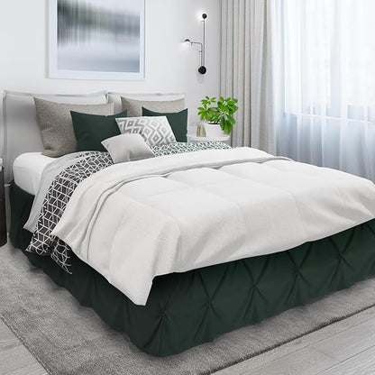 Nestl Forest Green Bed Skirt Cal King Size, Pinch Pleat Cal King Bed Skirt - Image 3