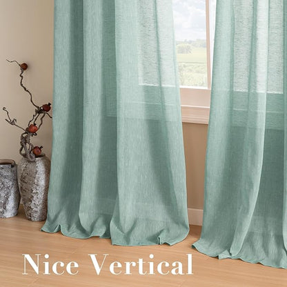 H.VERSAILTEX Linen Curtains Natural Linen Semi-Sheer Curtains 2 Panels Nickel - Image 7