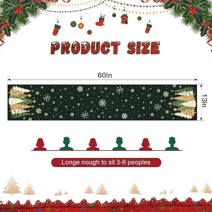 OTOSTAR Snowflakes and Christmas Tree Table Runner, Xmas Seasonal Winter - Image 6
