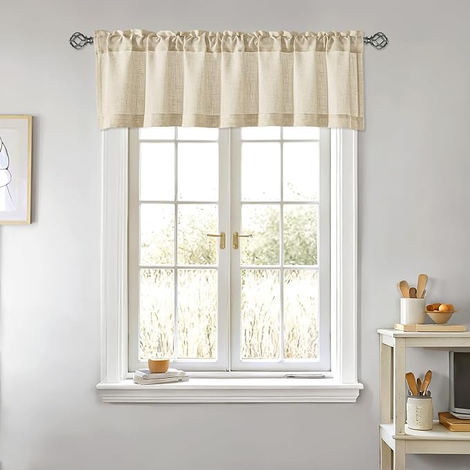 Linen Valance for Windows 2 Panels, 54x15 inch - Image 2