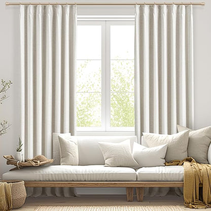 IVAPUPU Natural Linen Blend Pinch Pleated Full Blackout Curtains - Image 6