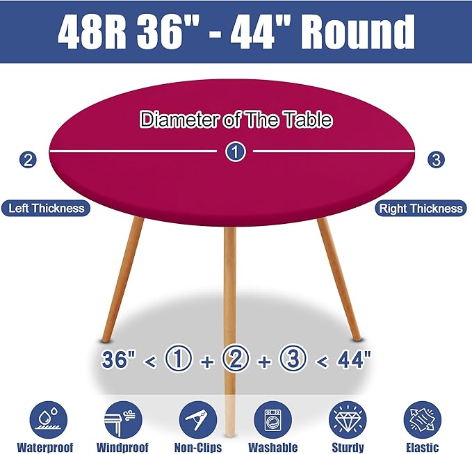 Round Spandex Tablecloth, Elastic Fitted Waterproof Tablecloths - Image 8