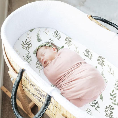 GRSSDER Stretchy Ultra Soft Fitted Bassinet Sheet Set 2 Pack, Universal Fit - Image 4