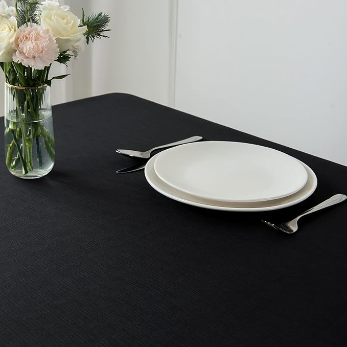 maxmill Slubby Texture Tablecloth Water Resistance Antiwrinkle Spillproof Soft - Image 3