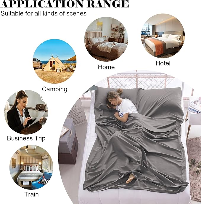 Sleeping Bag Liner, Travel Sheet & Adult Sleep Sack, Camping Sheets Travel - Image 8