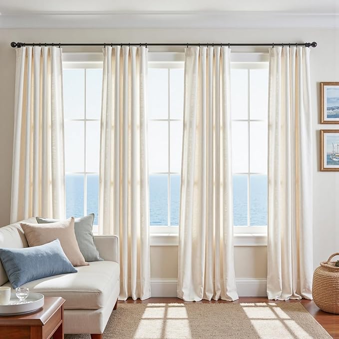 jinchan Linen Curtains 96 Inch Length 2 Panels Set Light Filtering Window - Image 7