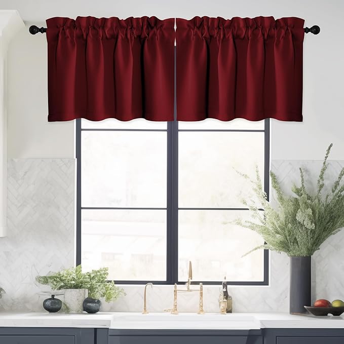 NICETOWN Christmas Red Valance 16 Inch Length - Image 2