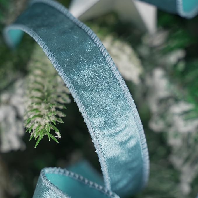 MEEDEE Dusty Blue & French Blue Velvet Ribbon - Image 5