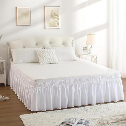 RIMELA Full Size White Bed Skirt 15 Inch Drop, Wrap Around Elastic Bed Skirts - Image 7